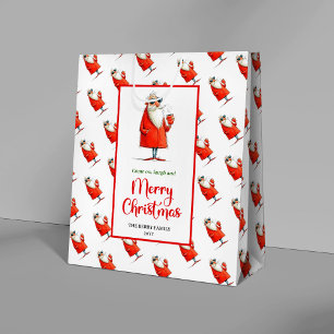 Classic Santa Claus fun festive holiday gift bag