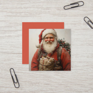 Classic Santa Claus Heartwarming Christmas Art Square Business Card