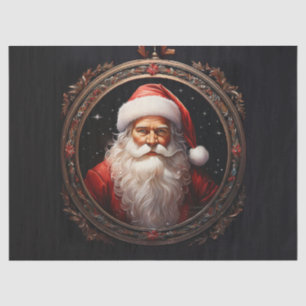 Classic Santa Claus in Ornate Frame Decoupage Craf Tissue Paper