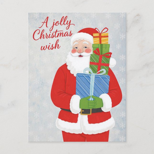 Classic Santa Claus Jolly Gifts Holiday Postcard (Front)