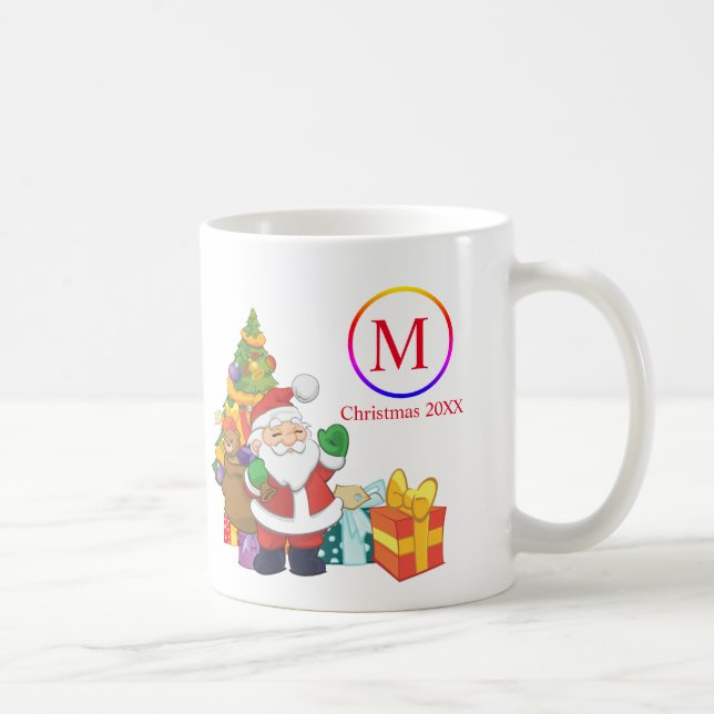 Classic Santa Claus Monogram Christmas Coffee Mug (Right)