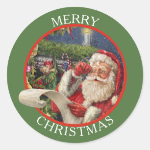 Classic Santa Claus Naughty or Nice List Round Sticker