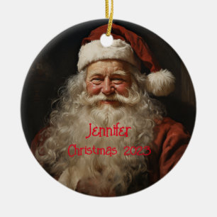 Classic Santa Claus Personalized Christmas Ornamen Ceramic Ornament