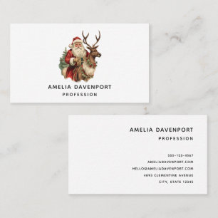 Classic Santa Claus Riding a Reindeer Christmas Business Card