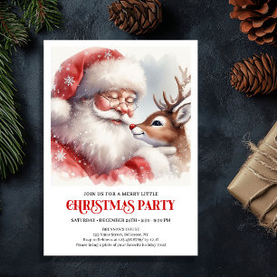 Classic Santa Claus Rudolph Christmas Eve Night   Invitation