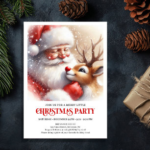 Classic Santa Claus Rudolph Cozy Holiday Night Invitation