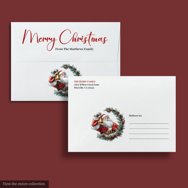 Classic Santa Claus Watercolor Modern Holiday Envelope (Classic Santa Claus Watercolor Modern Holiday Envelope)