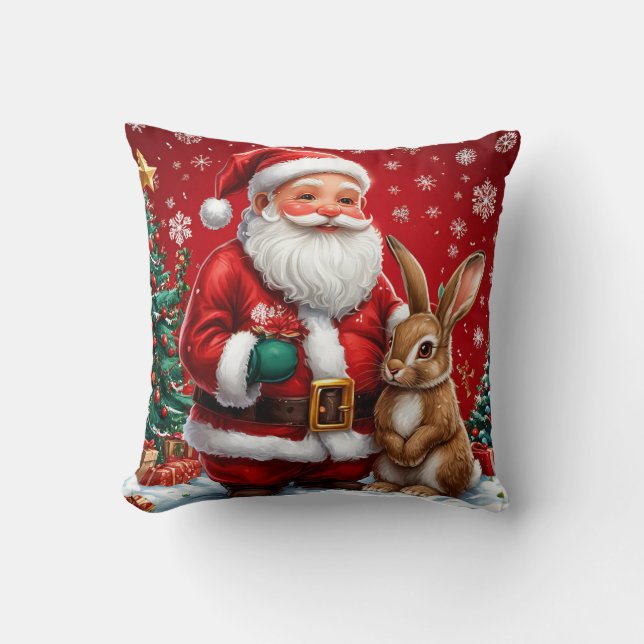 Classic santa claus with rabbit cushion (Front)