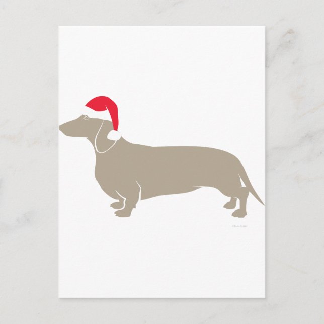 Classic Santa Doxie Dachshund Holiday Postcard (Front)
