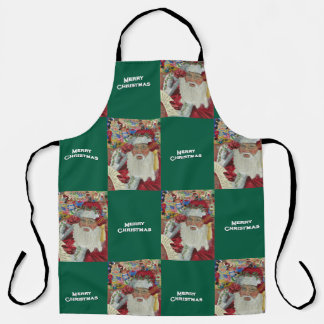Classic Santa Green Checking It Twice Holiday Apron