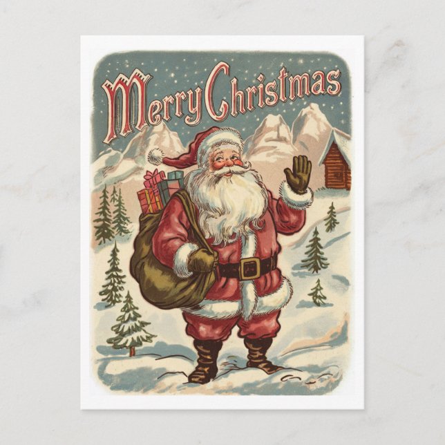 Classic Santa Holiday Postcard (Front)