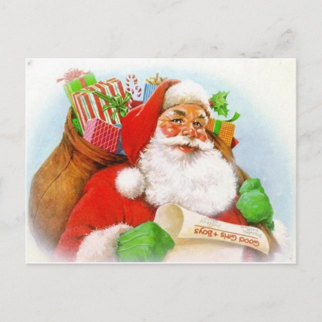 Classic Santa Picture Holiday Postcard (Front)