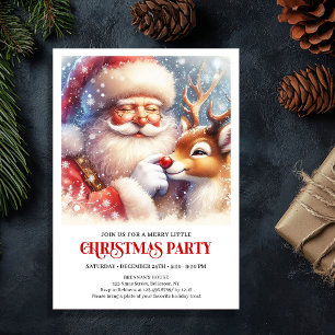 Classic Santa Rudolph Christmas Eve Celebration Invitation