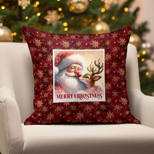 Classic Santa Rudolph Christmas Throw Pillow Desig