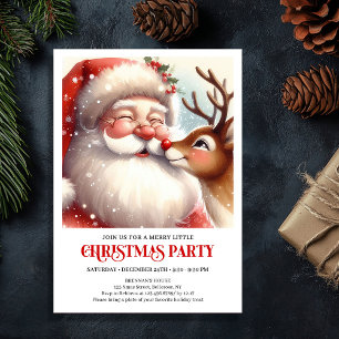 Classic Santa Rudolph Cozy Christmas Eve Family  Invitation