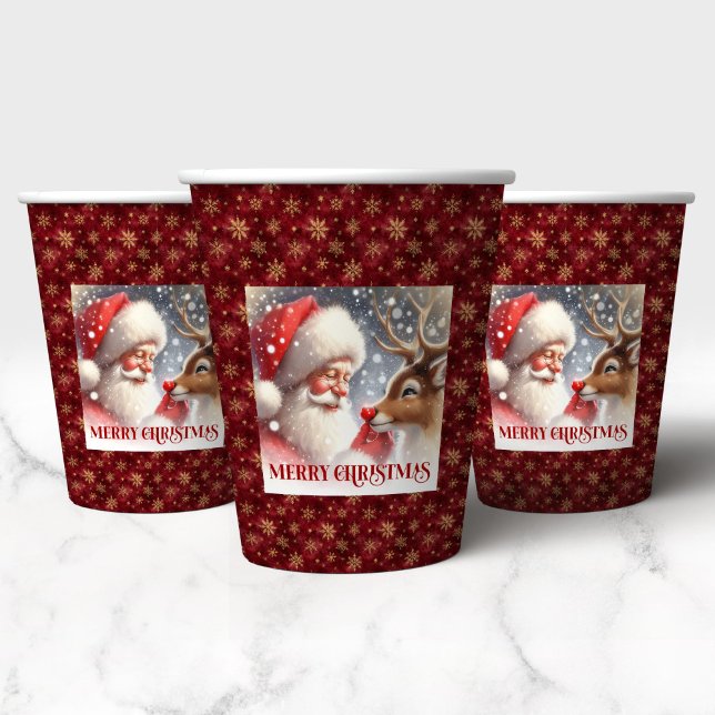 Classic Santa Rudolph Cute Holiday Party Drink Cup (Classic Santa Rudolph Cute Holiday Party Drink Cup)