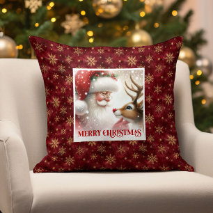 Classic Santa Rudolph Holiday Pillow Christmas 