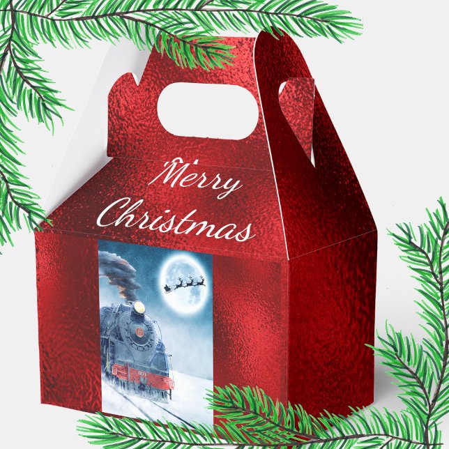 Classic Santa Train Red Foil Favour Box (Creator Uploaded)