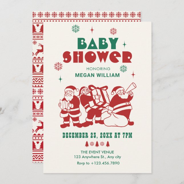 Classic santa winter baby shower invitation (Front/Back)