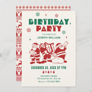 Classic santa winter birthday invitation