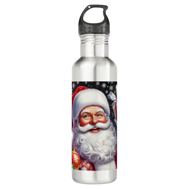 Classic Santa with present & ornaments 710 Ml Water Bottle (Front)