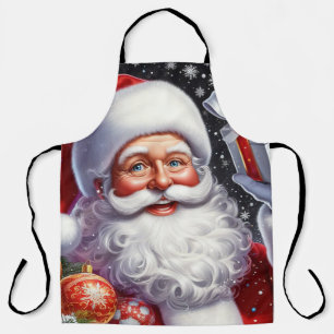 Classic Santa with present & ornaments Apron