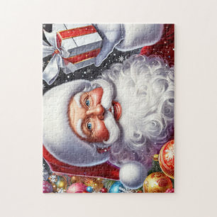 Classic Santa with present & ornaments Jigsaw Puzzle