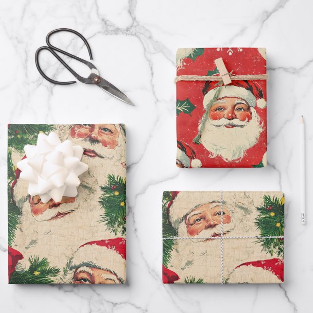 Classic Santa's Welcome Wrapping Paper Sheet (Front)