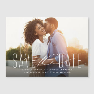 Classic save the date horizontal photo magnet