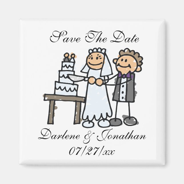 Classic Save The Date Magnet Names Wedding Date (Front)