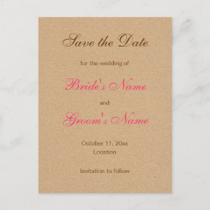 Classic Save the Date Postcards in Pink