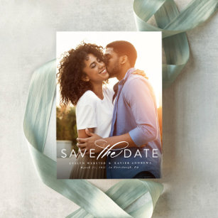 Classic save the date vertical photo card