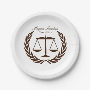 Classic Scales of Justice Law School Graduation Paper Plate