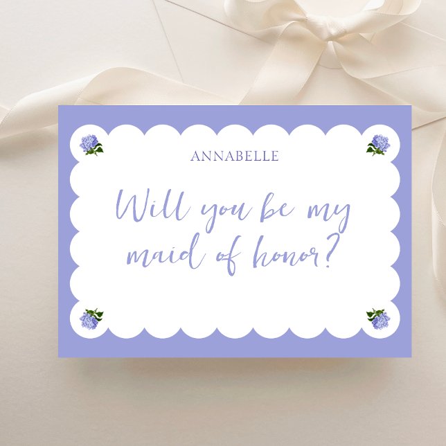 Classic Scallop Hydrangea Maid of Honour Proposal  Card (Creator Uploaded)