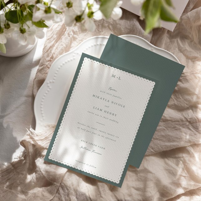 Classic Scalloped Edge Wedding Invitation  (Creator Uploaded)