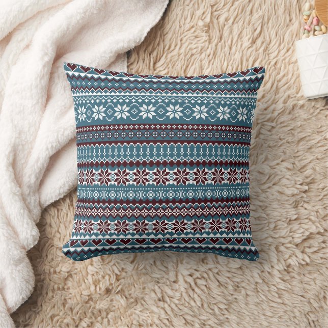 Classic Scandinavian Christmas Sweater Pattern Cushion (Blanket)