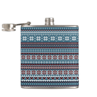 Classic Scandinavian Christmas Sweater Pattern Hip Flask