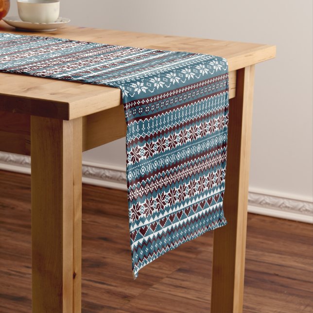 Classic Scandinavian Christmas Sweater Pattern Short Table Runner (In Situ)