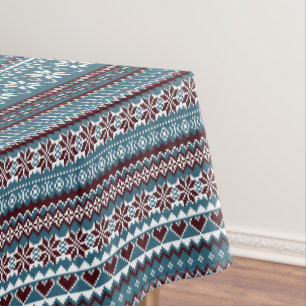 Classic Scandinavian Christmas Sweater Pattern Tablecloth