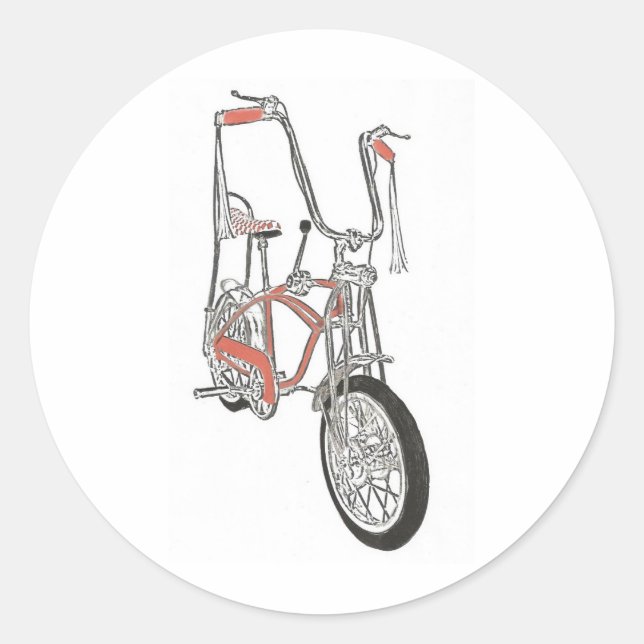 Classic Schwinn Orange Krate 60's Bike Bicycle Round Sticker (Front)
