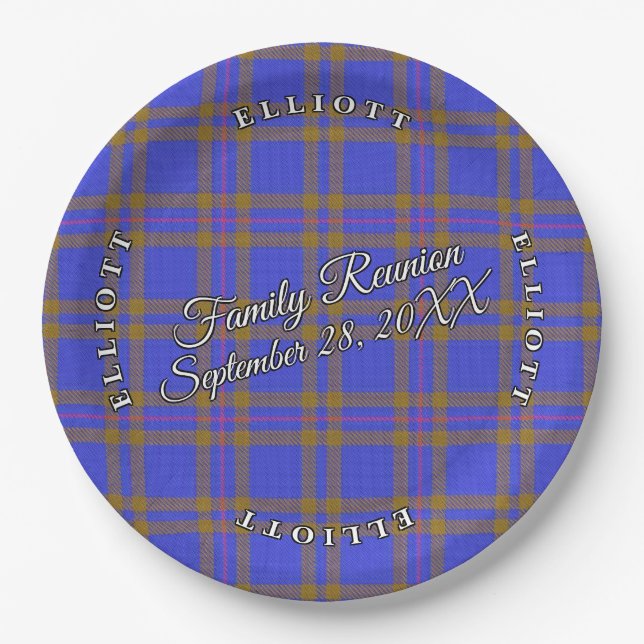 Classic Scots Clan Elliot Tartan Event Paper Plate (Front)