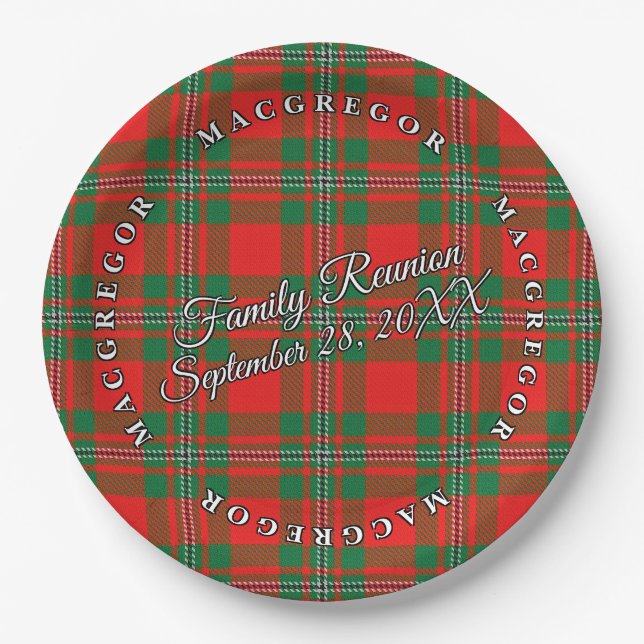 Classic Scots Clan Gregor MacGregor Tartan Event Paper Plate (Front)
