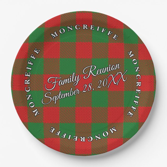 Classic Scots Clan Moncreiffe Tartan Event Paper Plate (Front)