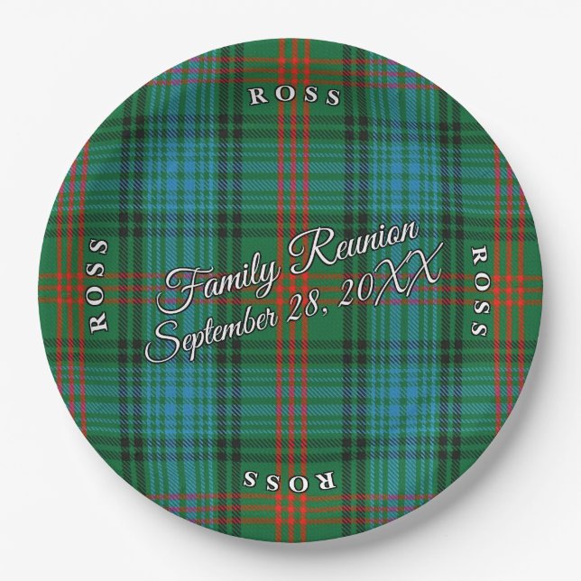 Classic Scots Clan Ross Tartan Event Paper Plate (Front)