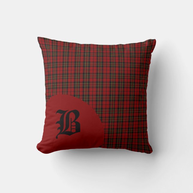 Classic Scottish Brodie Clan Tartan Plaid Monogram Cushion (Front)