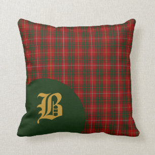 Classic Scottish Bruce Clan Tartan Plaid Monogram Cushion