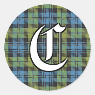 Classic Scottish Campbell Family Tartan Monogram Round Sticker