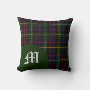 Classic Scottish Malcolm Clan Tartan Monogram Cushion