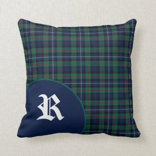 Classic Scottish Robertson Tartan Plaid Monogram Cushion
