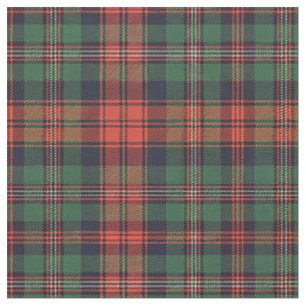 Classic Scottish Tartan Red & Green Plaid Pattern Fabric